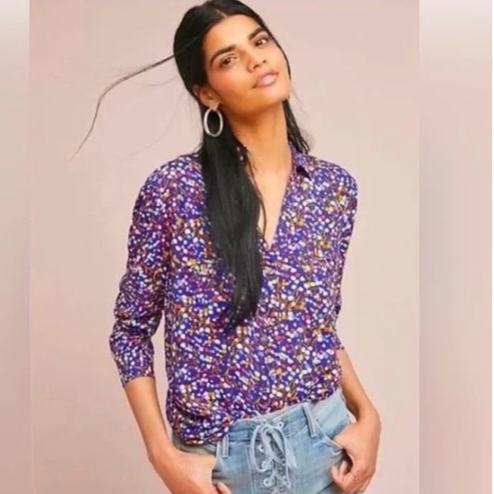 Anthropologie Conversations Limited Edition Floral Print Blouse